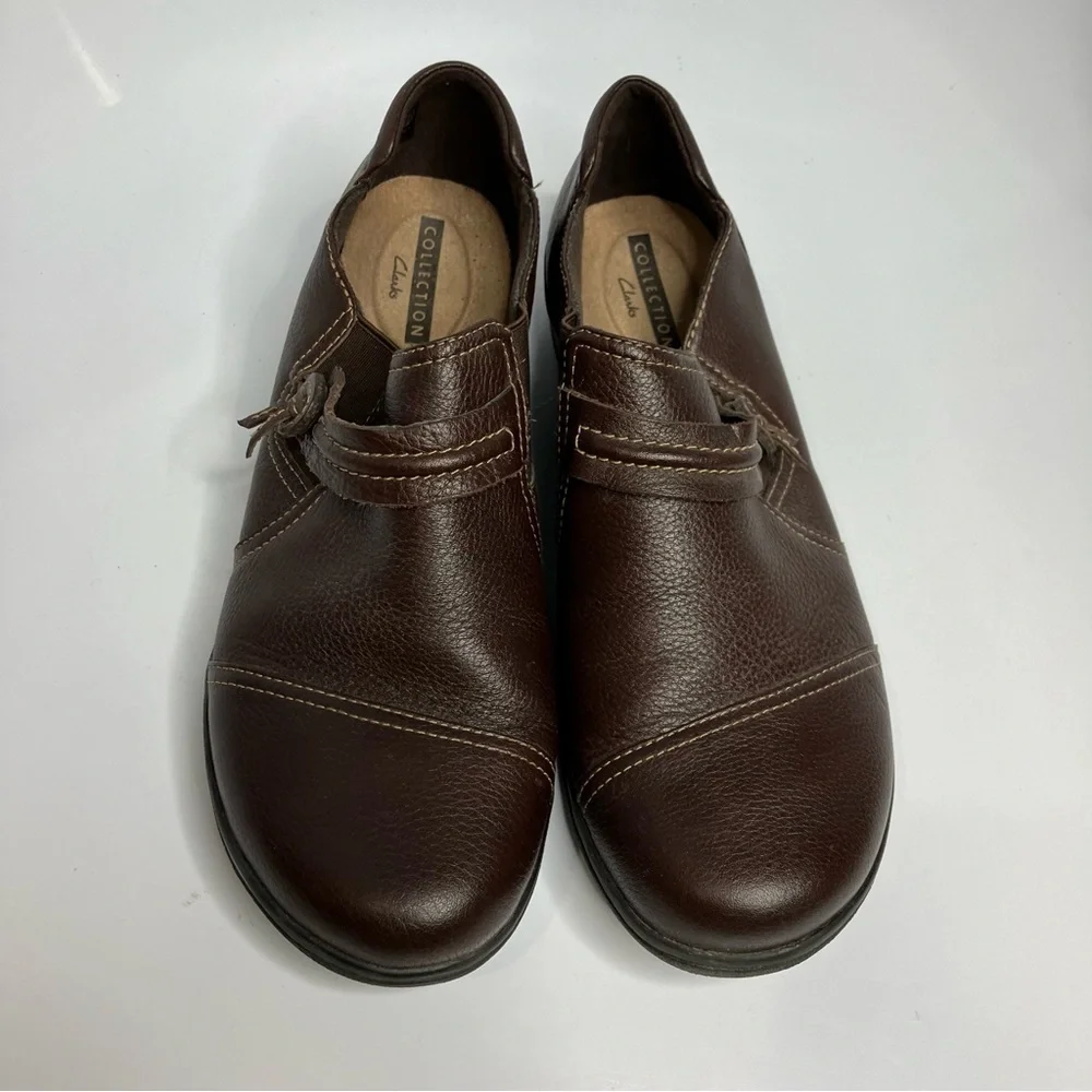 Clarks Cheyn Madi brown leather‎ slip on shoes size 10
